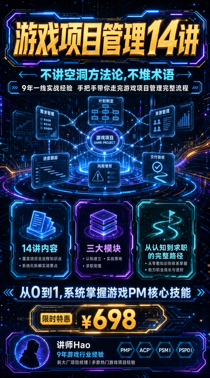 游戏项目管理14讲课程宣传图