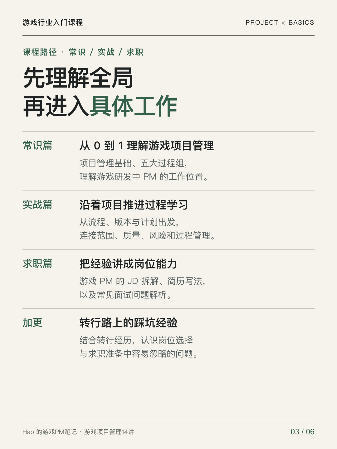 游戏项目管理14讲课程宣传图 03 · 学习路径